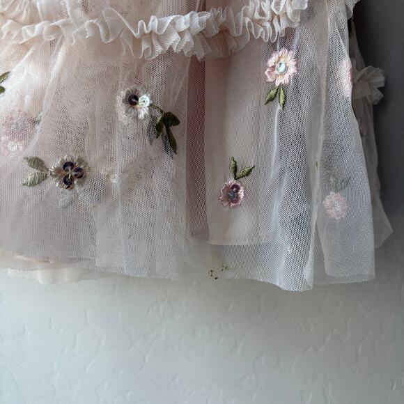 Needle & Thread Tulle Floral Embroidered Wallflower Champagne Party Dress 3T - Picture 8 of 8